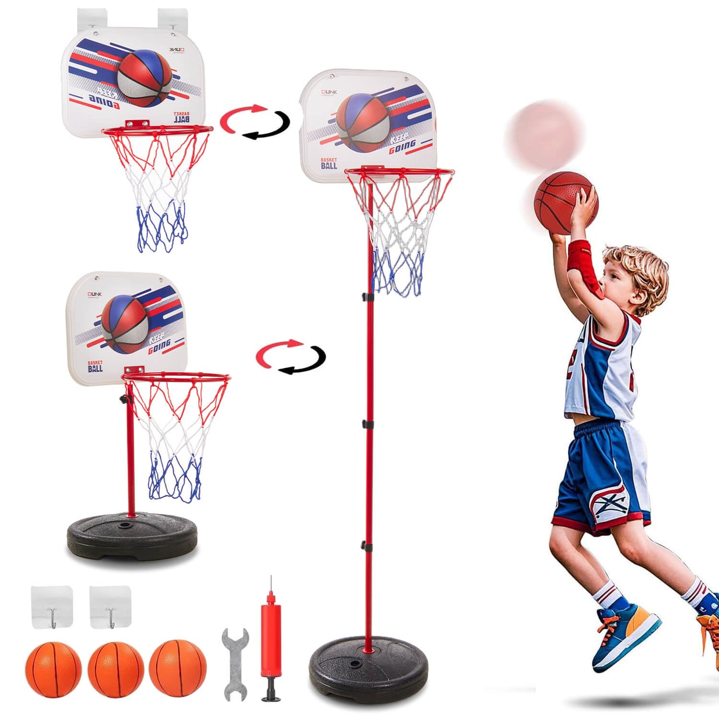 Adjustable Height Kids Basketball Hoop