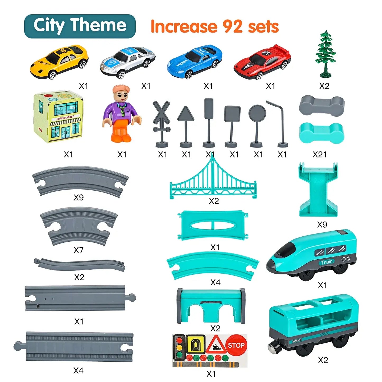 Kids Train Track Toy Set