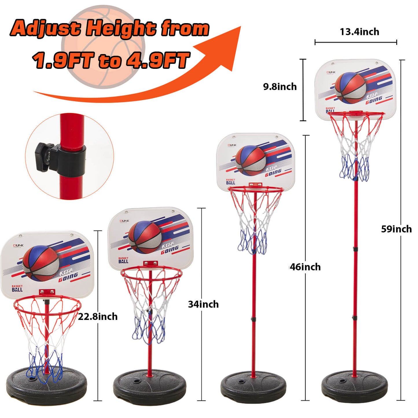 Adjustable Height Kids Basketball Hoop