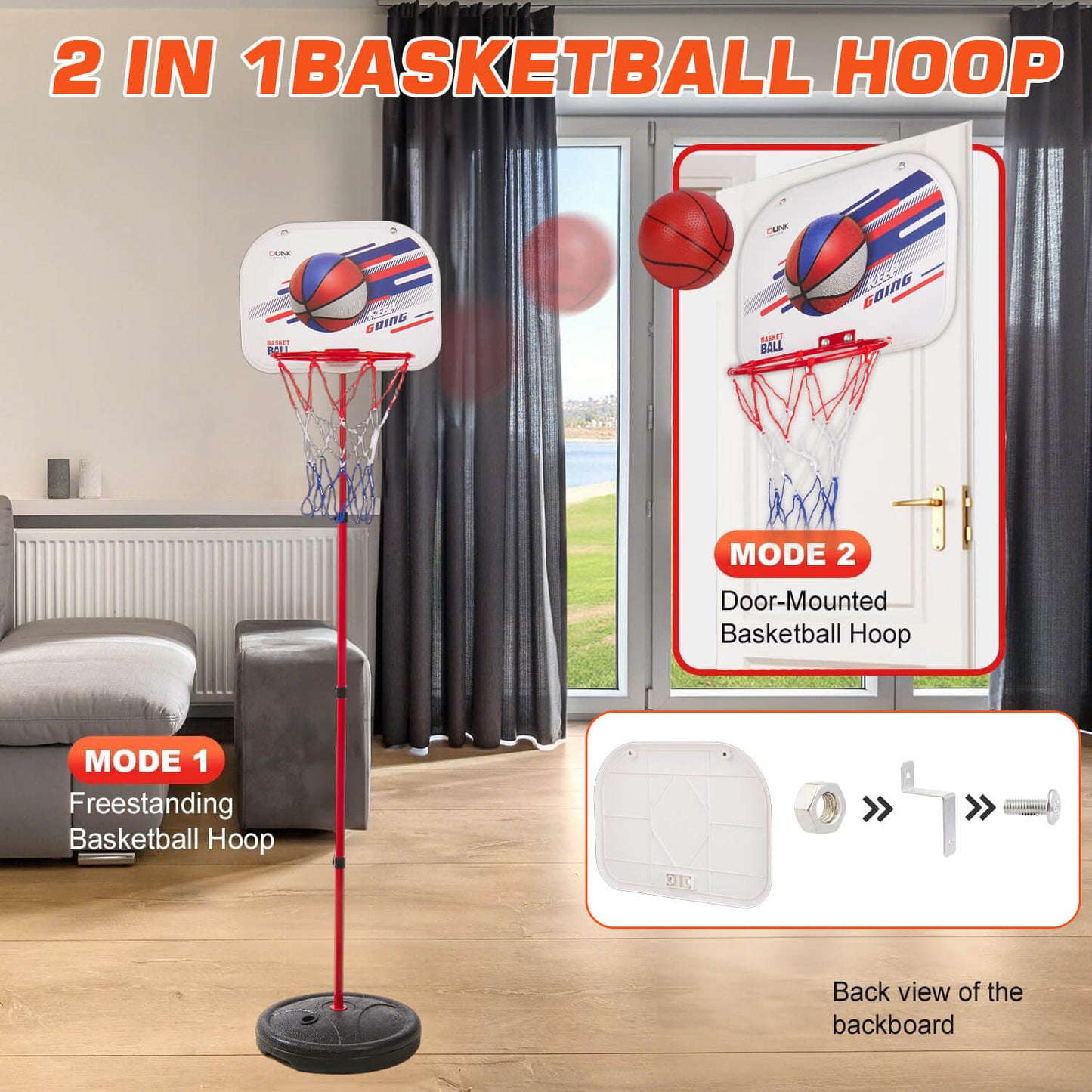 Adjustable Height Kids Basketball Hoop