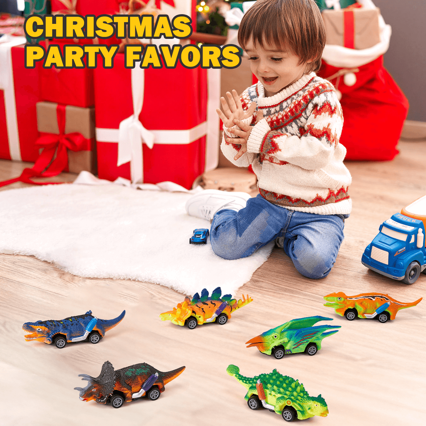 6 Pack Dinosaur Pull Back Car Toy