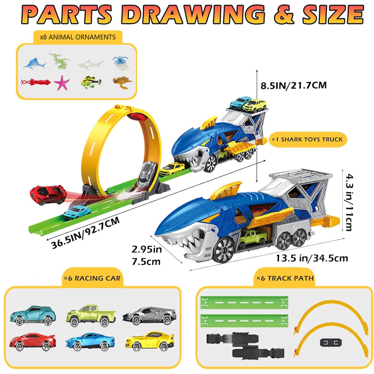 Shark Car Race Track Set Toy