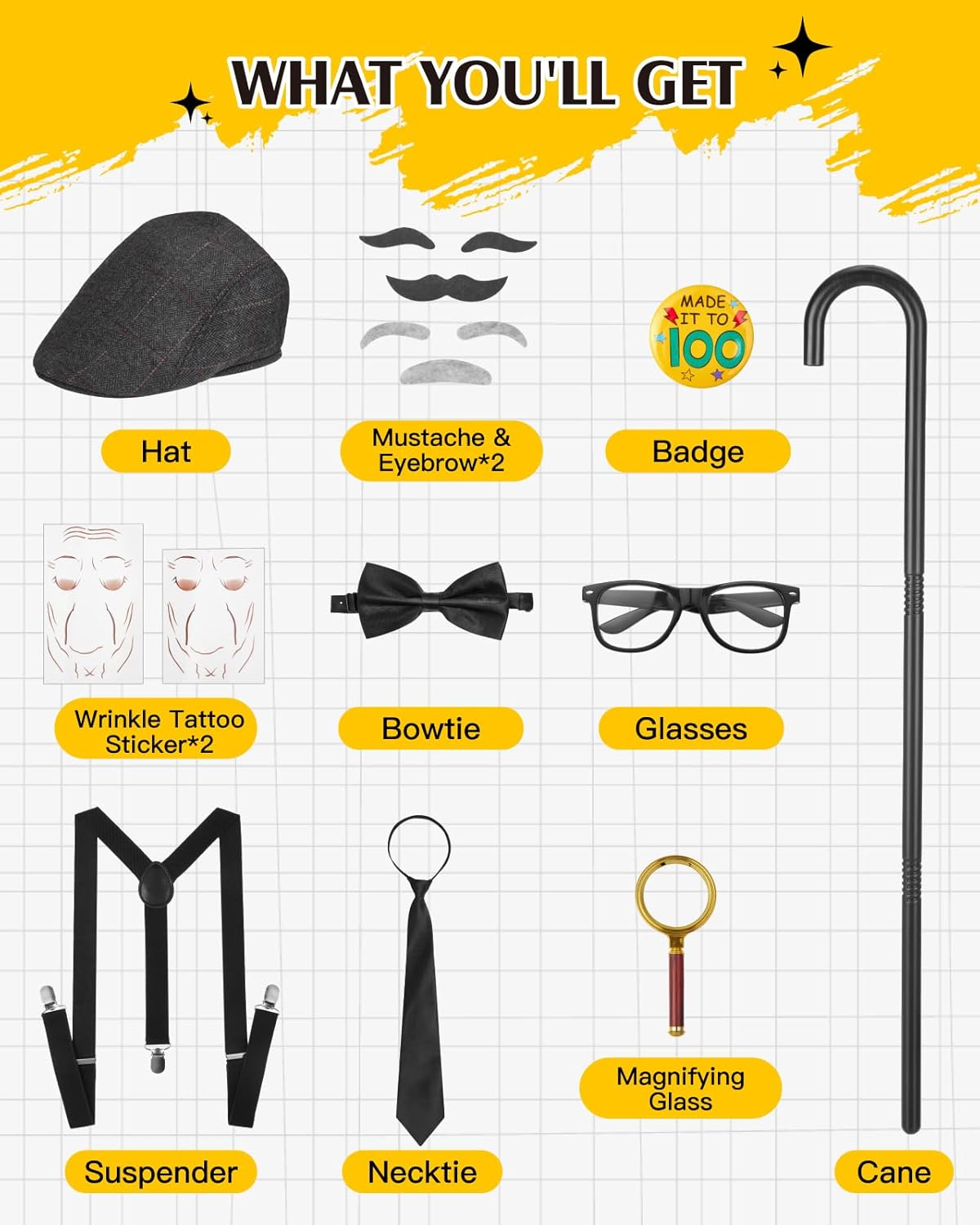 Kids Old Man Costume Set