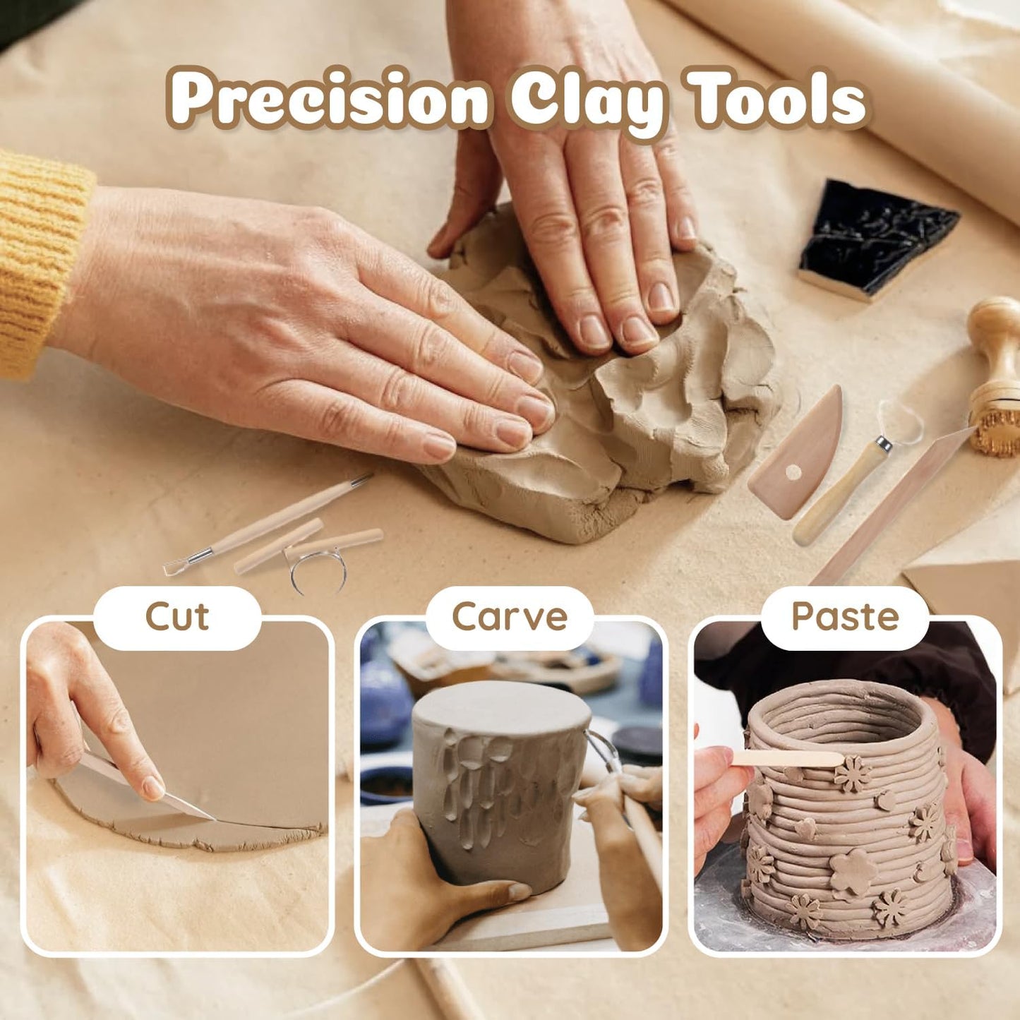 43 PCS Air Dry Clay Pottery Kit