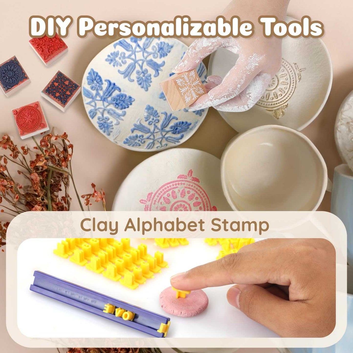 43 PCS Air Dry Clay Pottery Kit