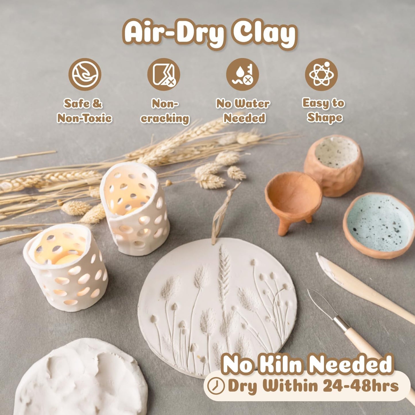 43 PCS Air Dry Clay Pottery Kit