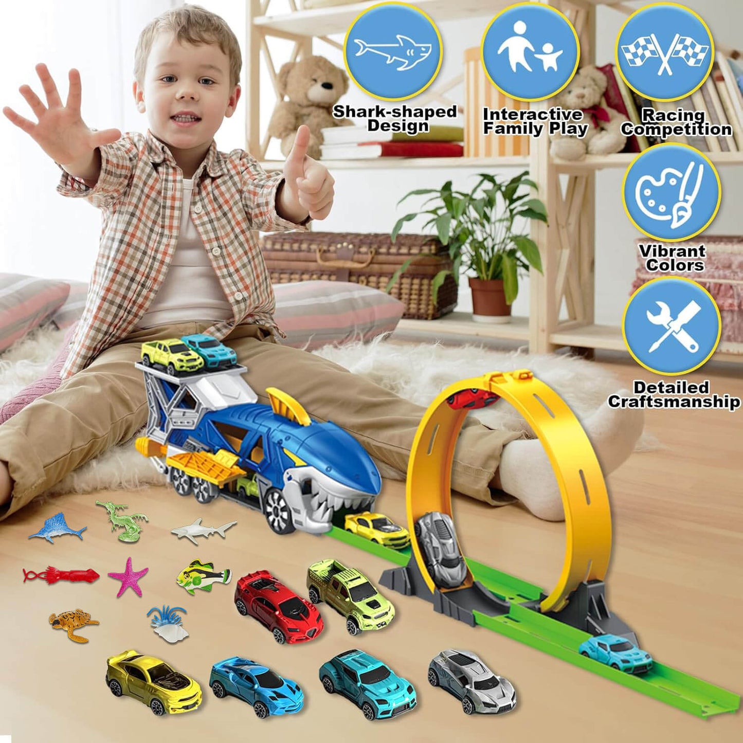 Shark Car Race Track Set Toy
