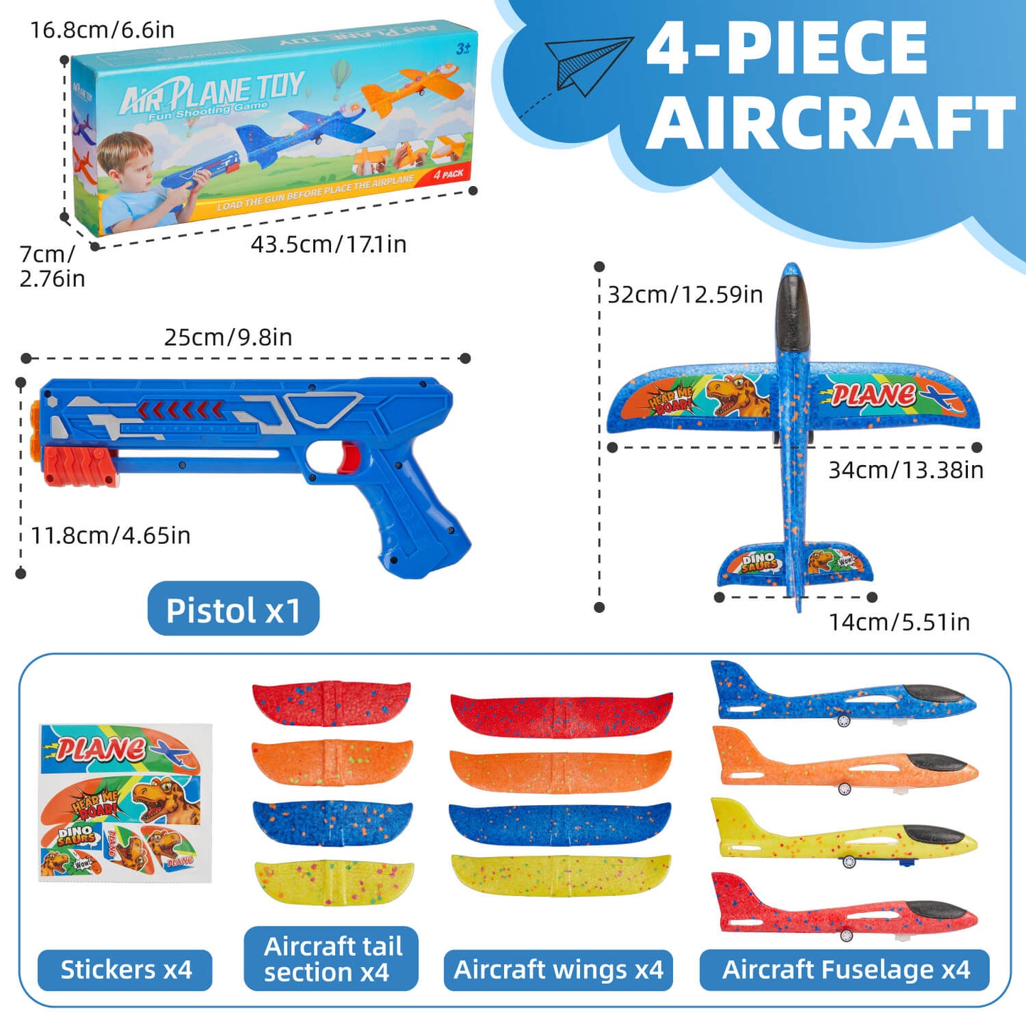 4 Pack LED Airplane Launcher Toy