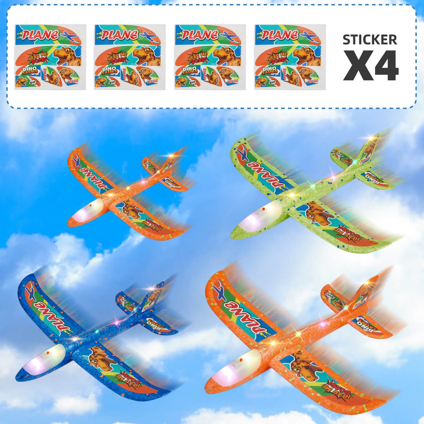 4 Pack LED Airplane Launcher Toy