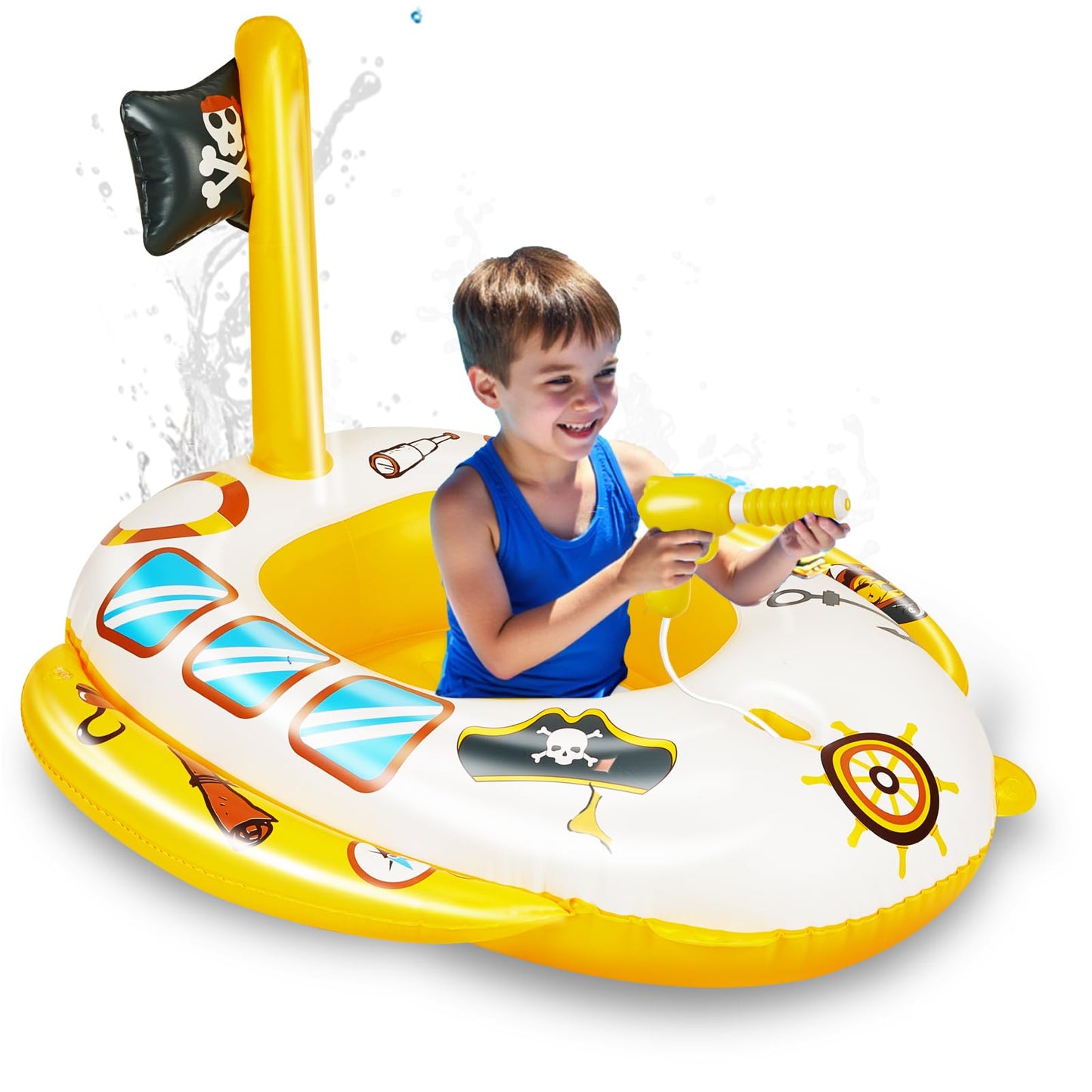 Yellow inflatable pool floats kids