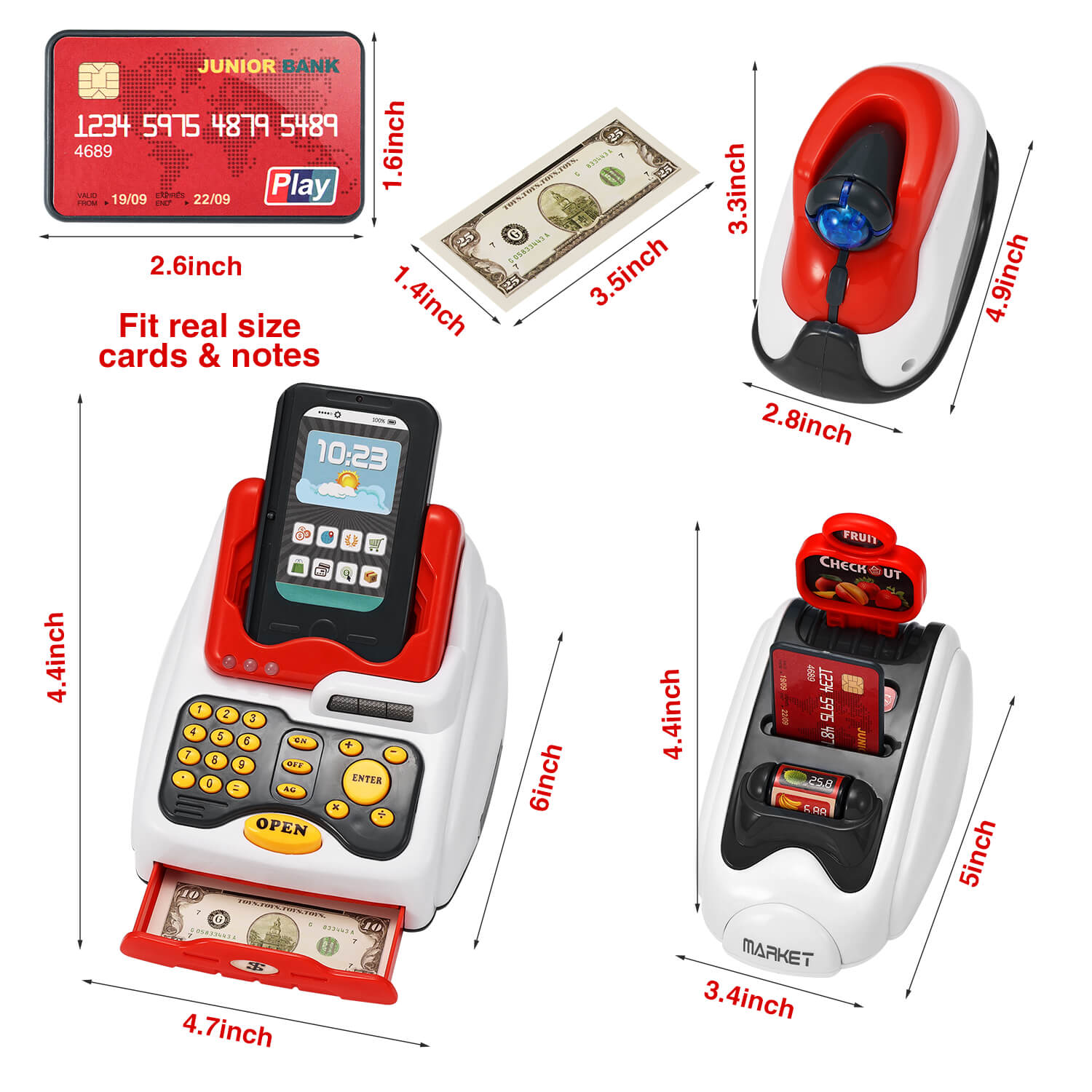 Dimensions of Anpro Gleamkid kids cash register toys
