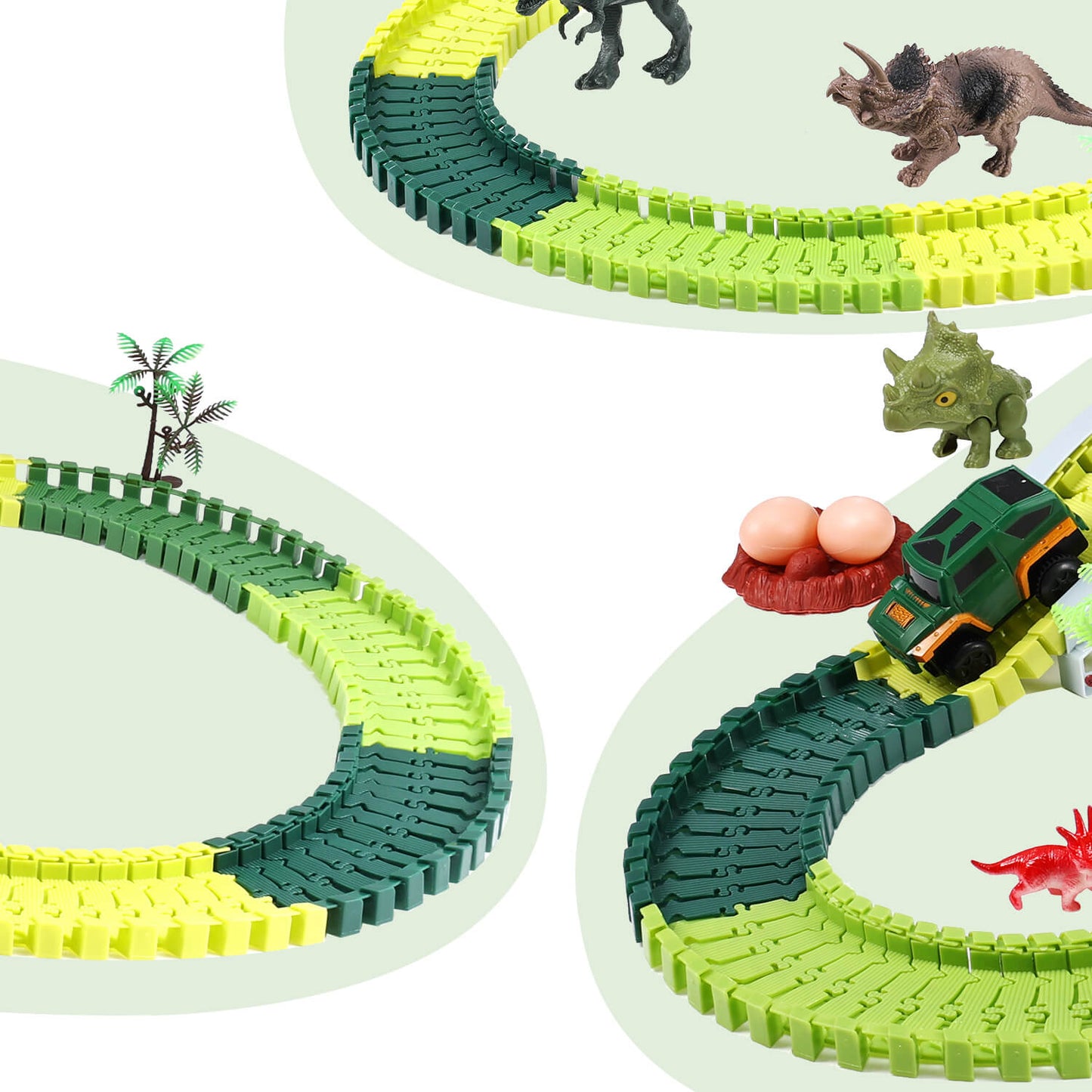 dinosaur race track set tracks display