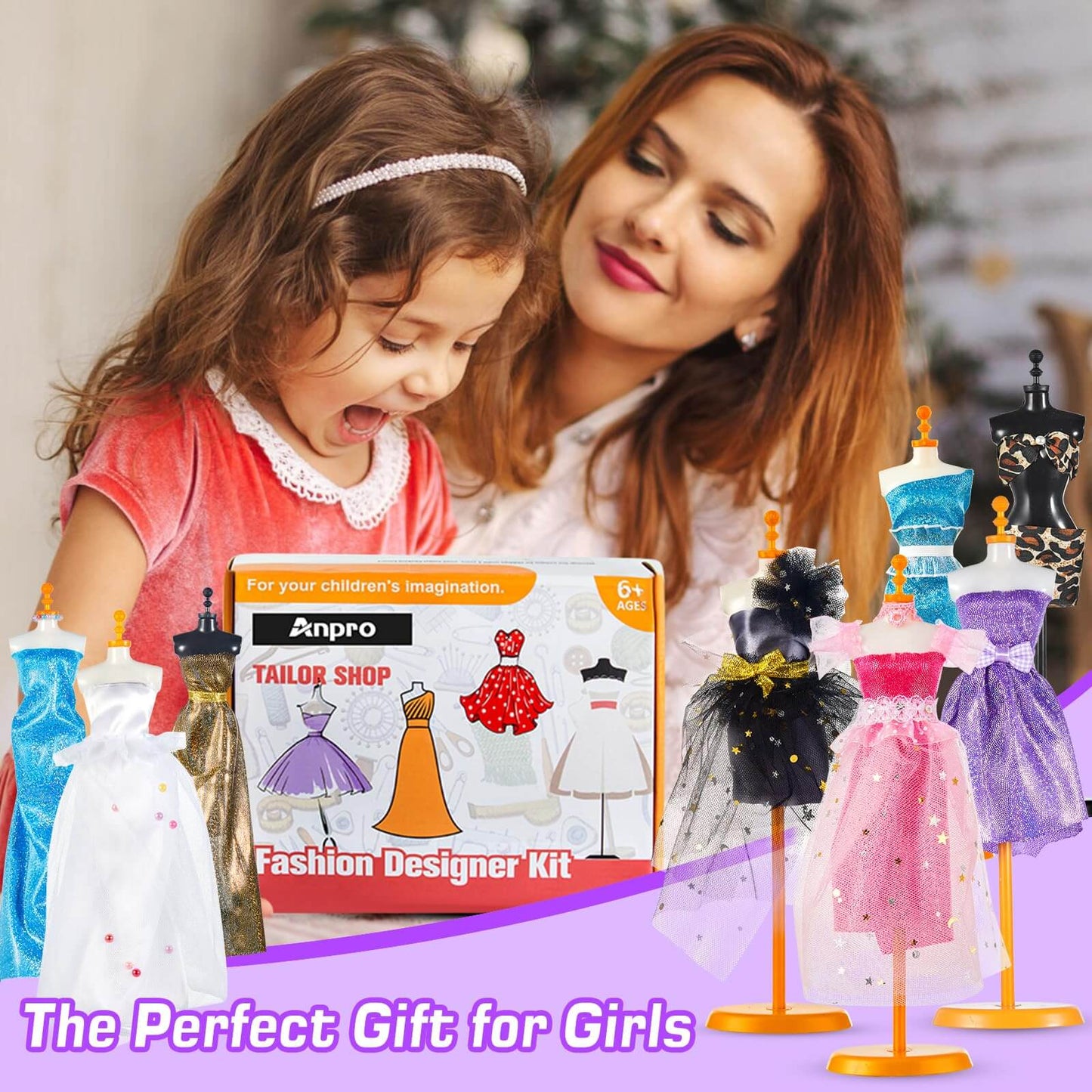Girl and mom excited about DIY Fashion Designer Kit, perfect gift for girls.