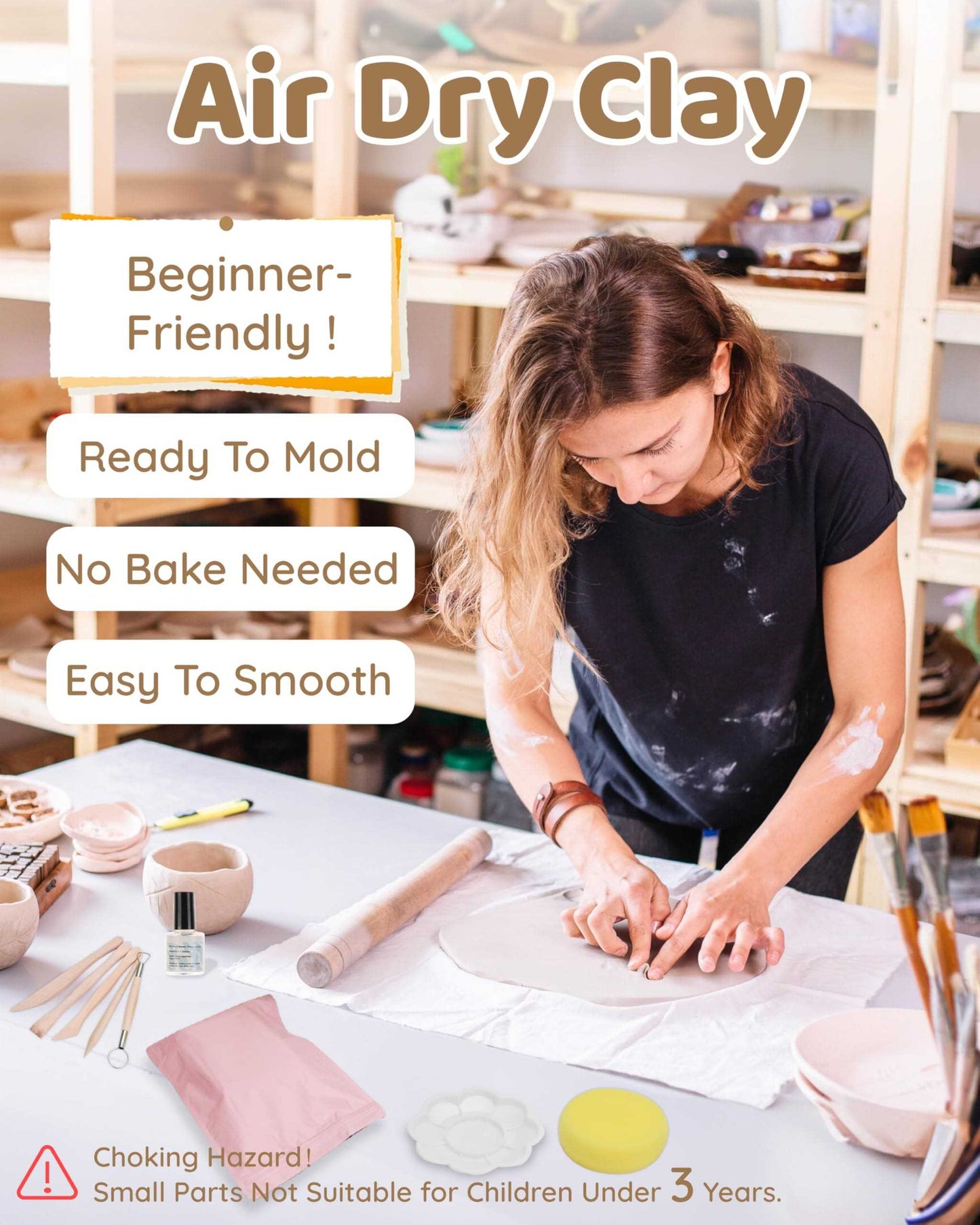 51 PCS Air Dry Clay Pottery Kit