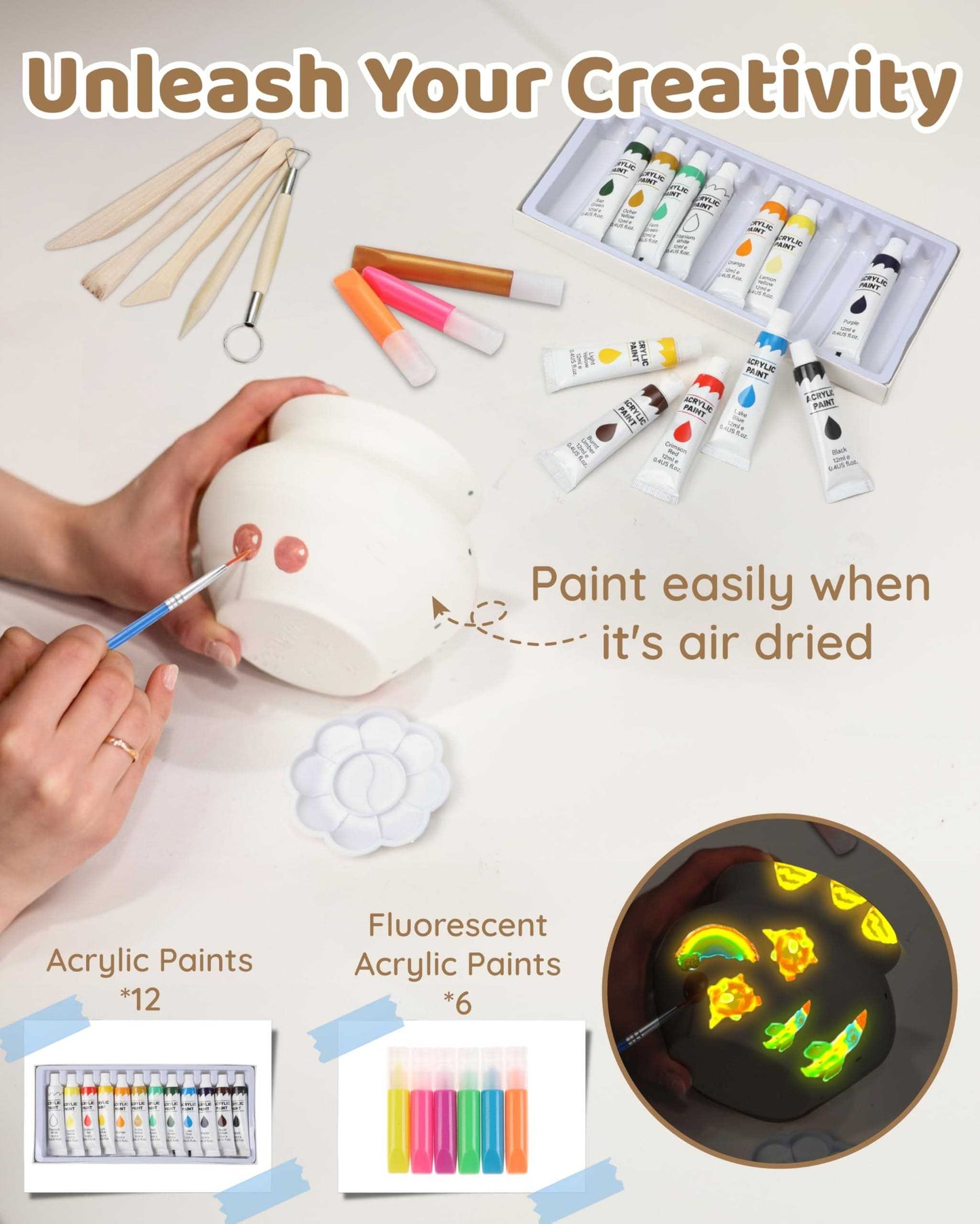 51 PCS Air Dry Clay Pottery Kit
