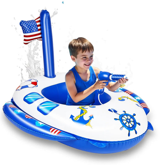 Inflatable Pirate Ship Pool Float with Water Gun