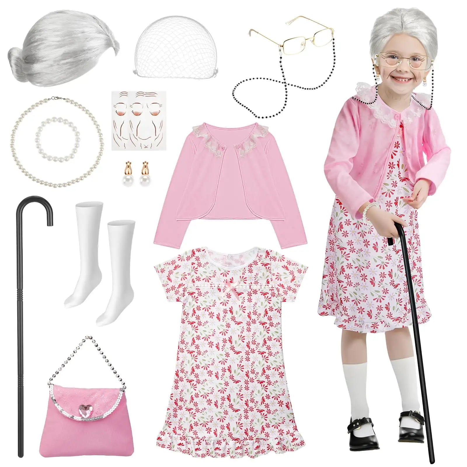 knee length dresses for ladies Kids Old Lady Costume