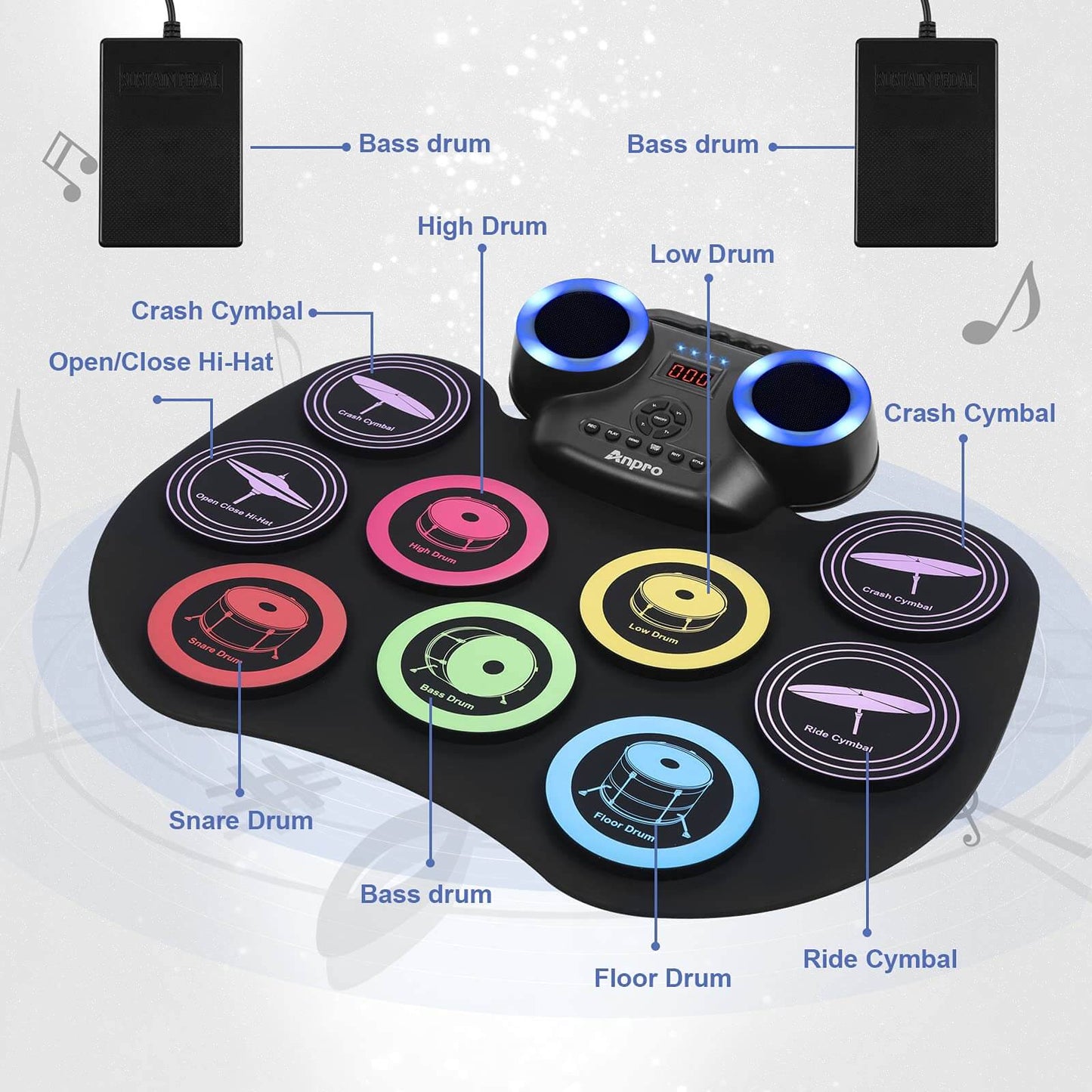 9 Pads Electronic Drum