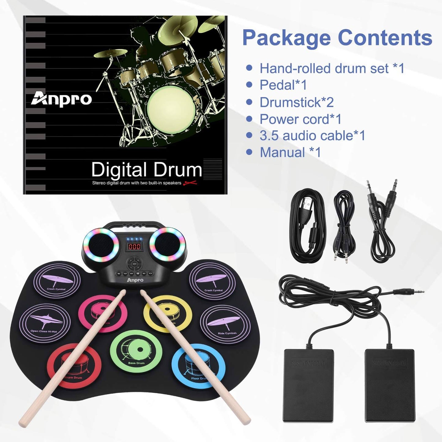 9 Pads Electronic Drum