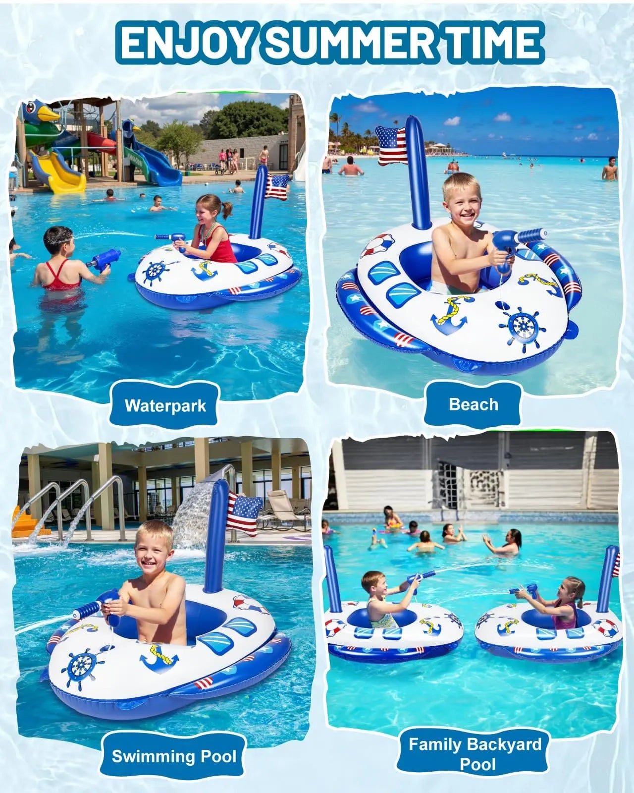Inflatable Pirate Ship Pool Float with Water Gun