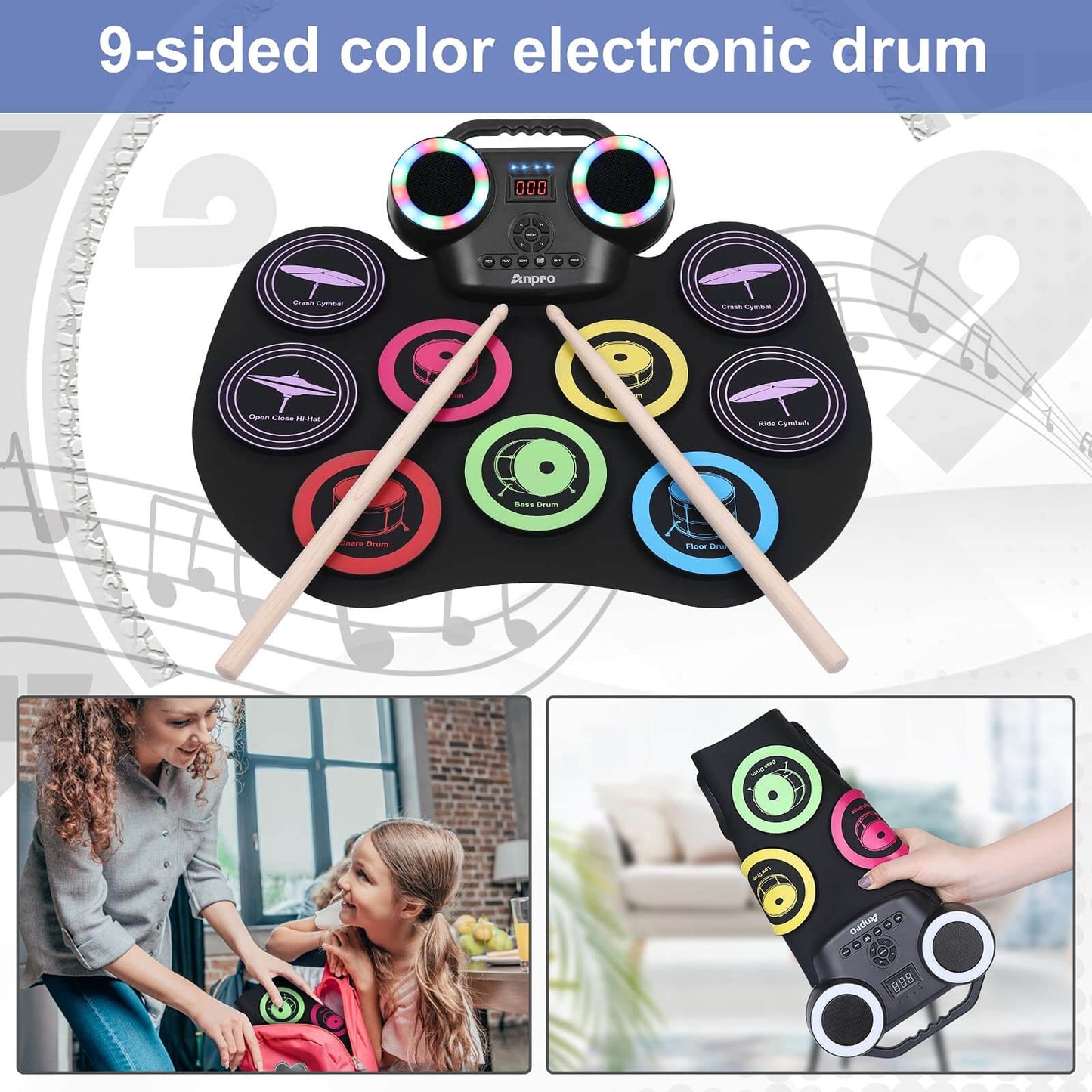 9 Pads Electronic Drum