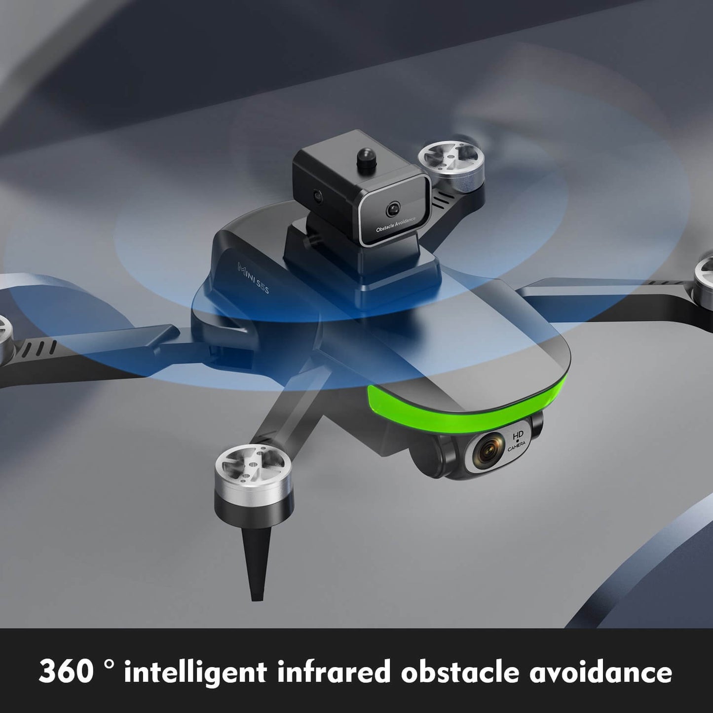 Mini S5S drone with 360° intelligent infrared obstacle avoidance. Ensures safe flight by detecting obstacles in all directions.