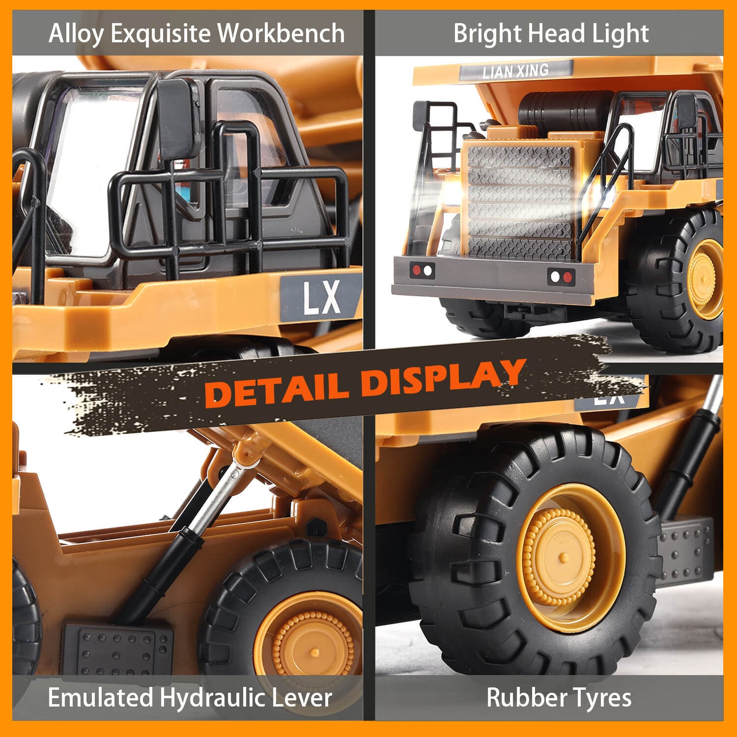 Gleamkid remote control dump truck detail display