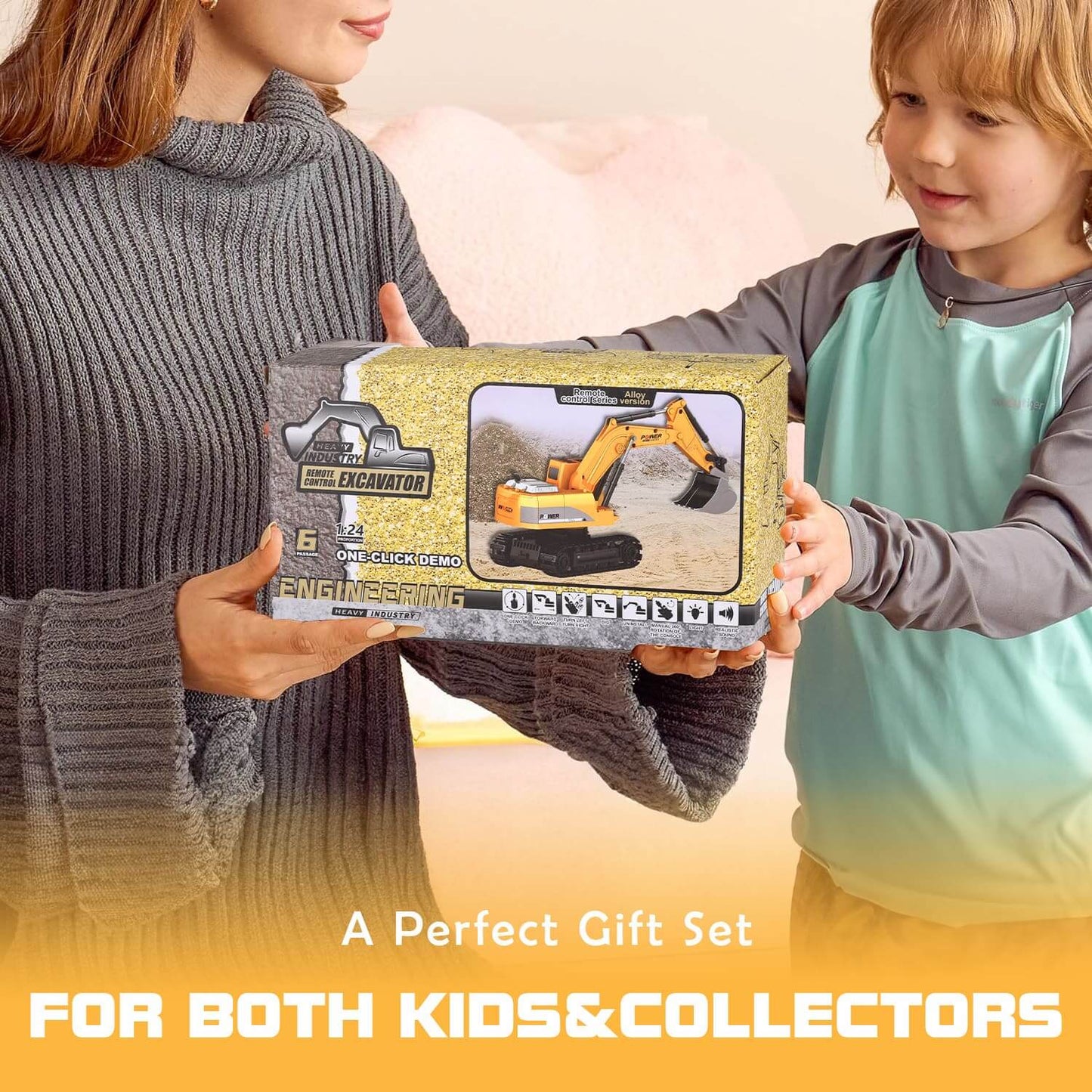 Gleamkid remote control excavator, a perfect gift set for kids and collectors.