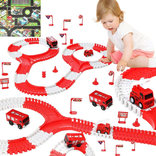 152PCS Fire Rescue Race Car Track Set