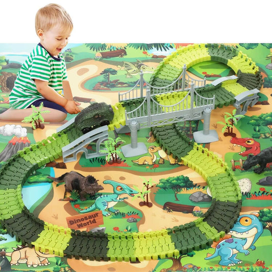 193 PCS Dinosaur Race Car Track Set