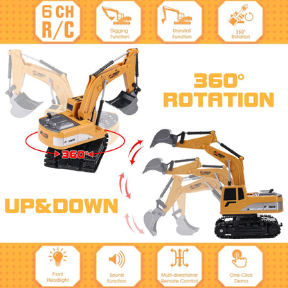 Gleamkid 6 channel remote control excavator with 360° rotation
