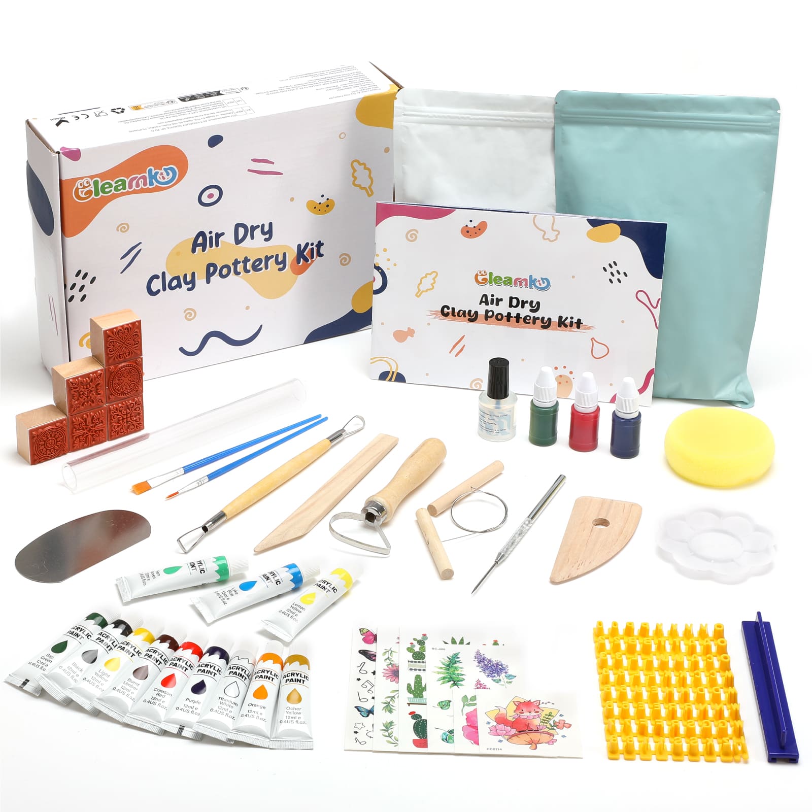 Air Dry Clay Pottery Kit – Pottery Starter Set for Beginners & Adults ...