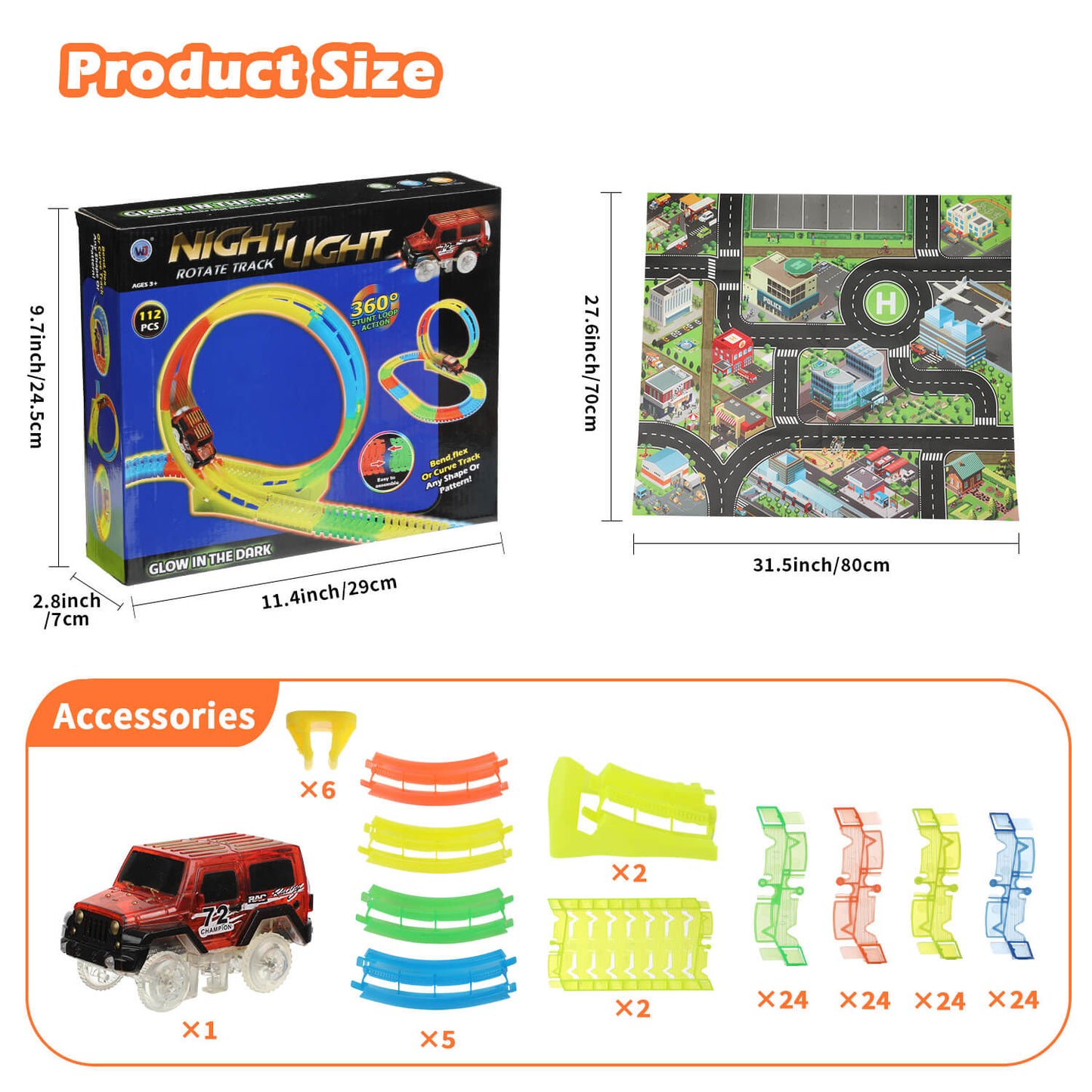 114pcs Glow Race Track Set Toy