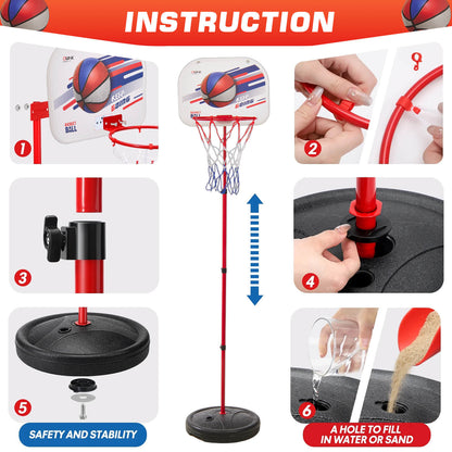 Adjustable Height Kids Basketball Hoop