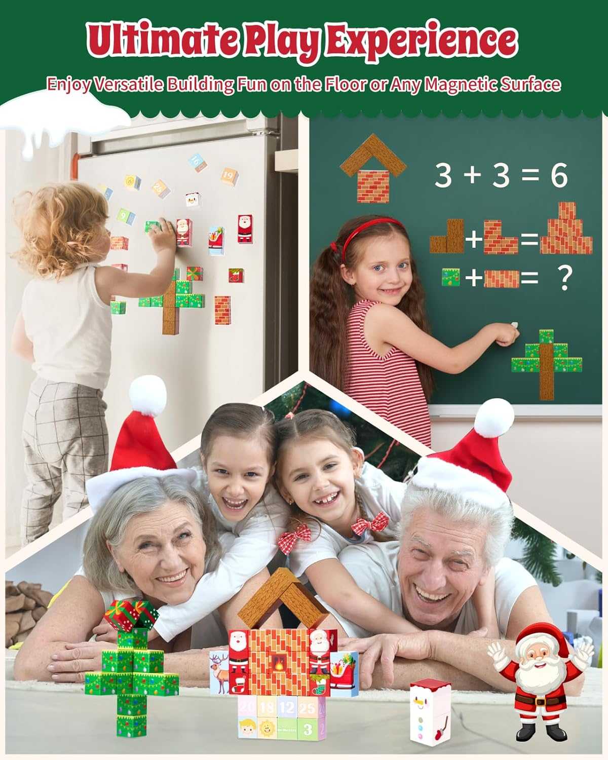 Advent Calendar 2024 for Kids, Teens, Adults, Christmas Kids Building kit, 24 Day Surprise Magnetic Puzzle Blocks Christmas Countdown Calendar Gift Box, Xmas Decor for Boys, Girls, Women, Men