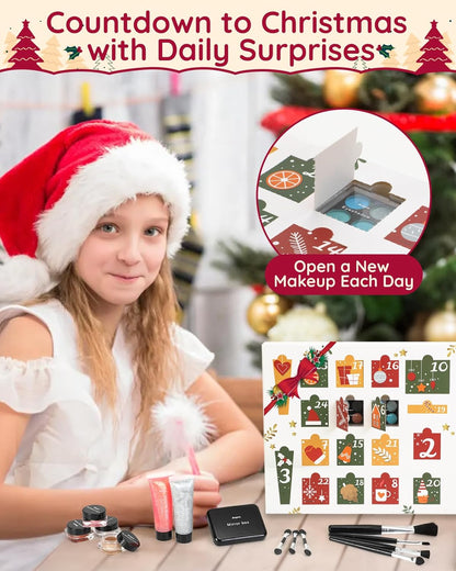 Christmas Makeup Advent Calendar for Teens Girls, 30pcs Christmas Countdown Calendar Makeup Gift Set, Xmas Gift Box Calendar for Teens Girls Full Kit