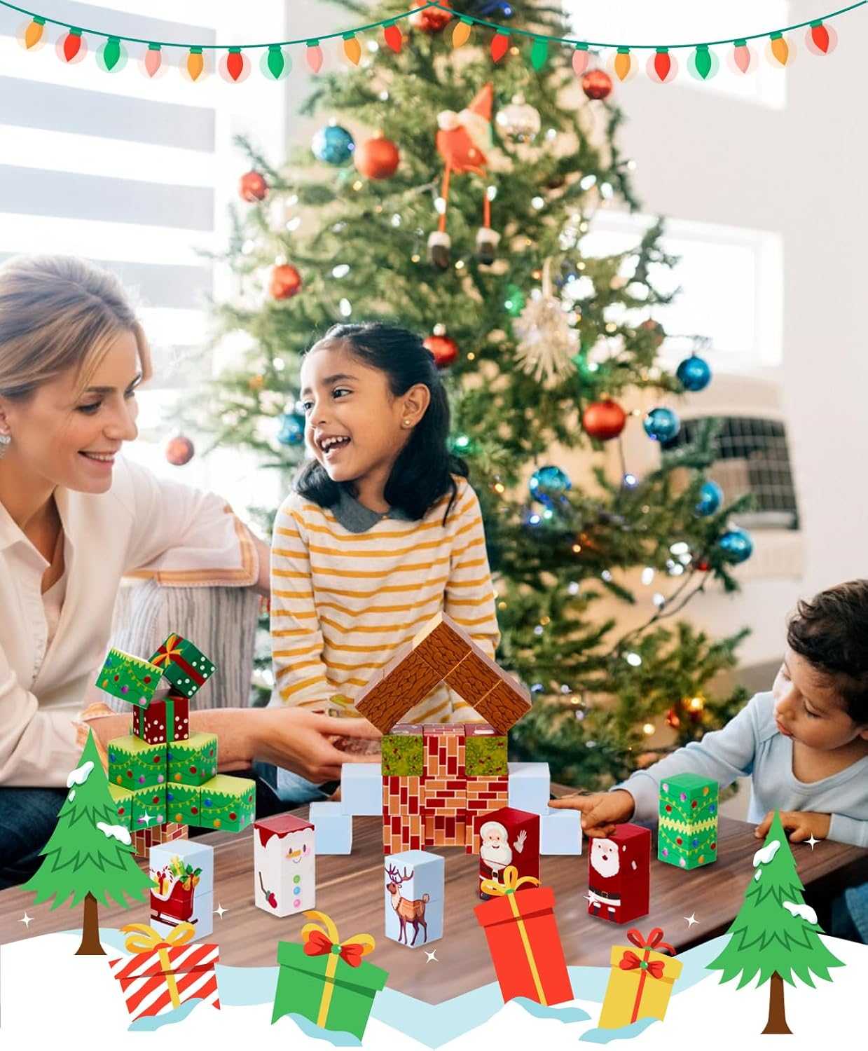 Advent Calendar 2024 for Kids, Teens, Adults, Christmas Kids Building kit, 24 Day Surprise Magnetic Puzzle Blocks Christmas Countdown Calendar Gift Box, Xmas Decor for Boys, Girls, Women, Men