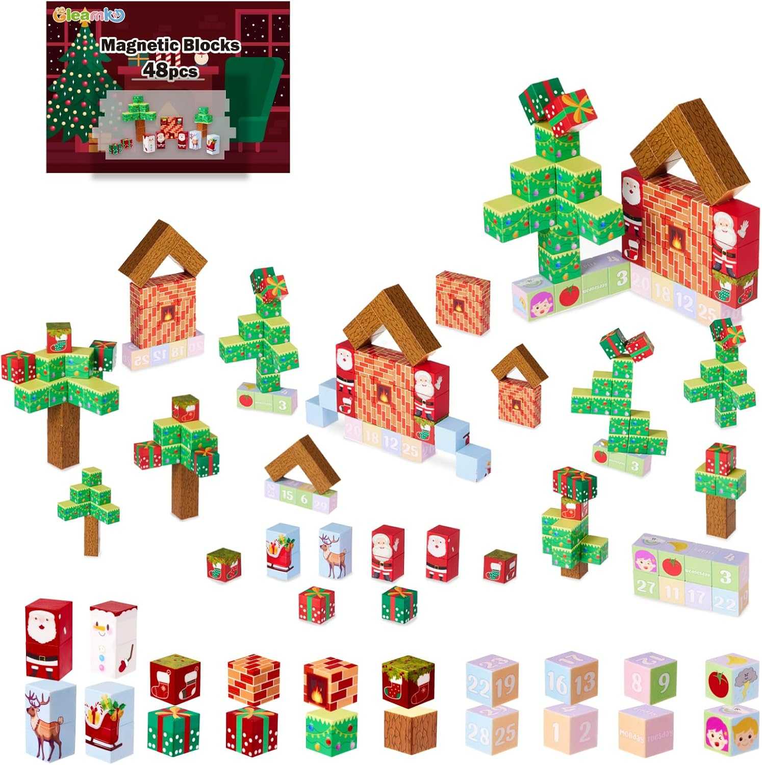 Advent Calendar 2024 for Kids, Teens, Adults, Christmas Kids Building kit, 24 Day Surprise Magnetic Puzzle Blocks Christmas Countdown Calendar Gift Box, Xmas Decor for Boys, Girls, Women, Men