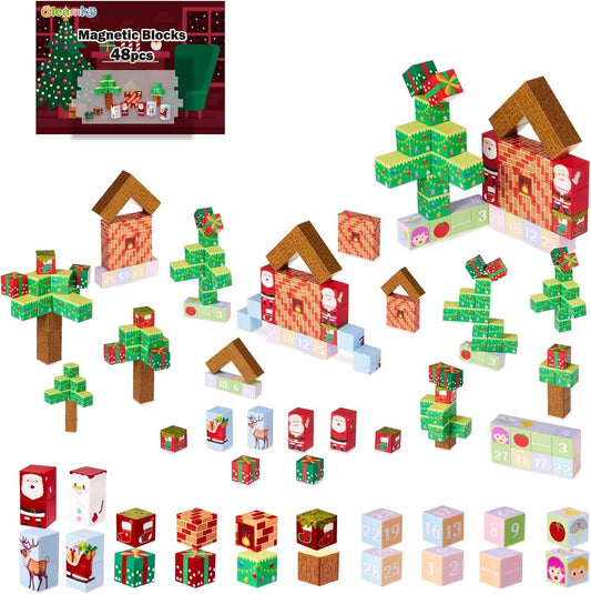 Advent Calendar 2024 for Kids, Teens, Adults, Christmas Kids Building kit, 24 Day Surprise Magnetic Puzzle Blocks Christmas Countdown Calendar Gift Box, Xmas Decor for Boys, Girls, Women, Men