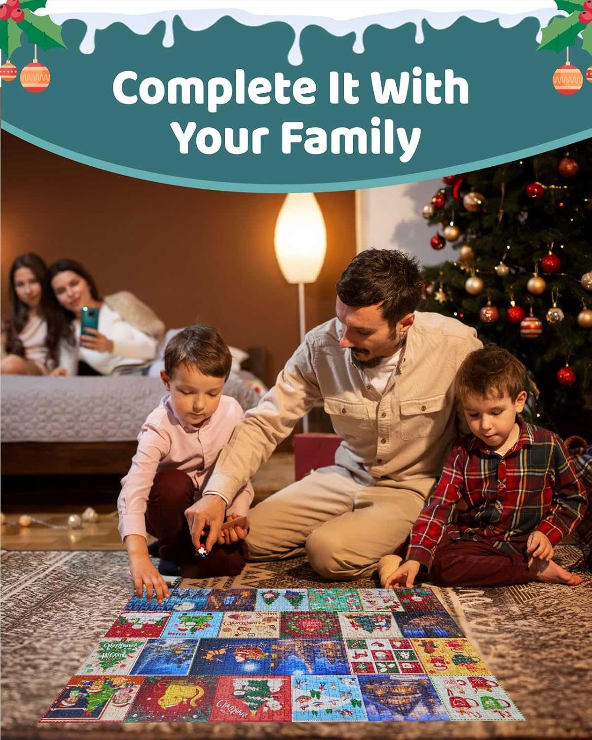 Advent Calendar 2024 Christmas Jigsaw Puzzle, 24 Days 1000 Pieces Christmas Countdown Calendar Puzzles, Holiday Christmas Puzzles as Christmas Home Decor for Kid Adult