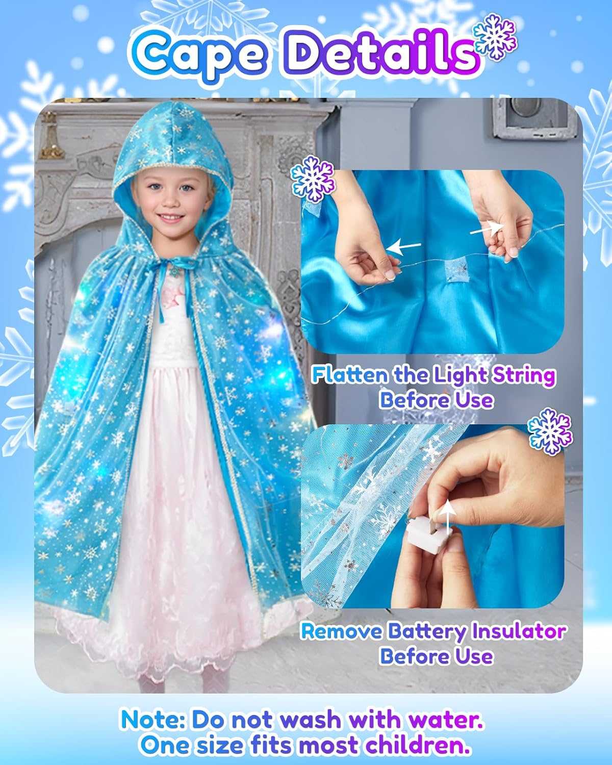 Frozen Princess Dress Up Set | Light-Up Cape, Music Wand & Makeup Kit Frozen Princess Dress Up Set | Light-Up Cape, Music Wand & Makeup Kit