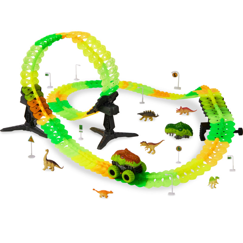 Dinosaur Race Car Track Toys Set