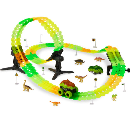 Dinosaur Race Car Track Toys Set