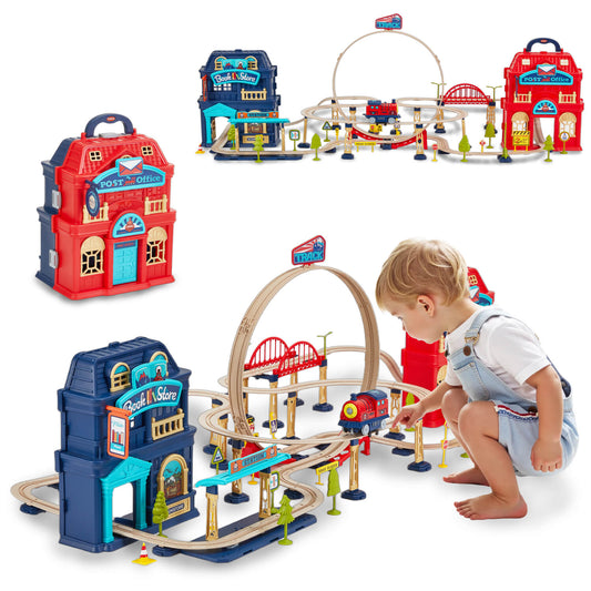 139pcs City Shop Themed Train Track Toy Set