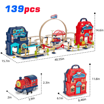 139pcs City Shop Themed Train Track Toy Set