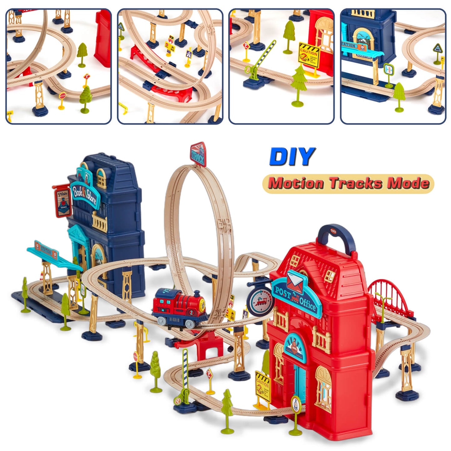 139pcs City Shop Themed Train Track Toy Set