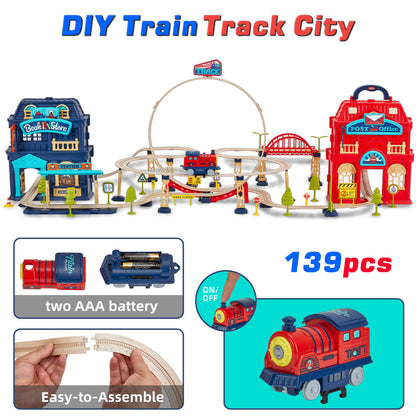 139pcs City Shop Themed Train Track Toy Set
