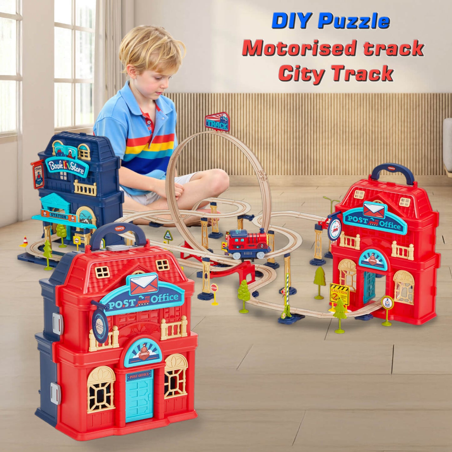 139pcs City Shop Themed Train Track Toy Set