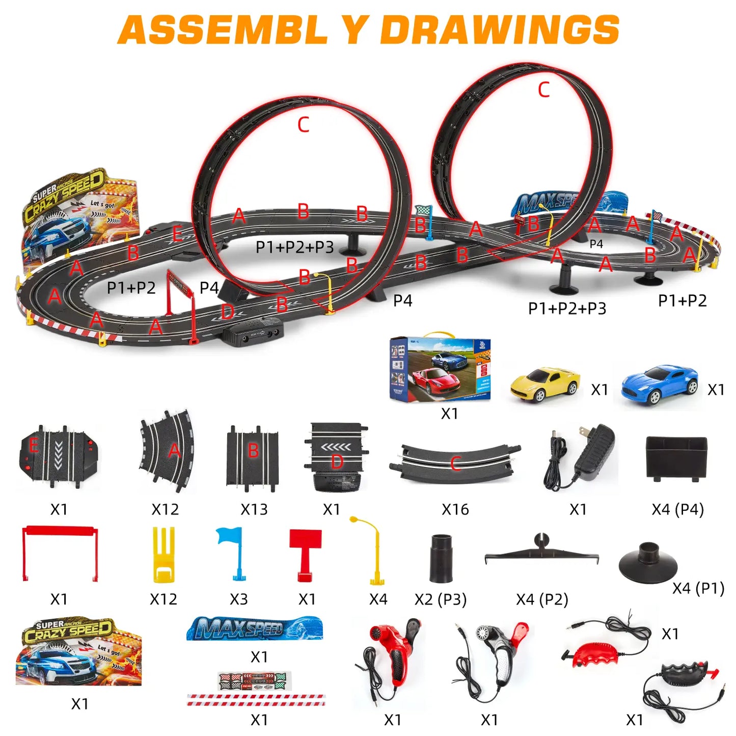 20.3ft Electric Race Car Track Set