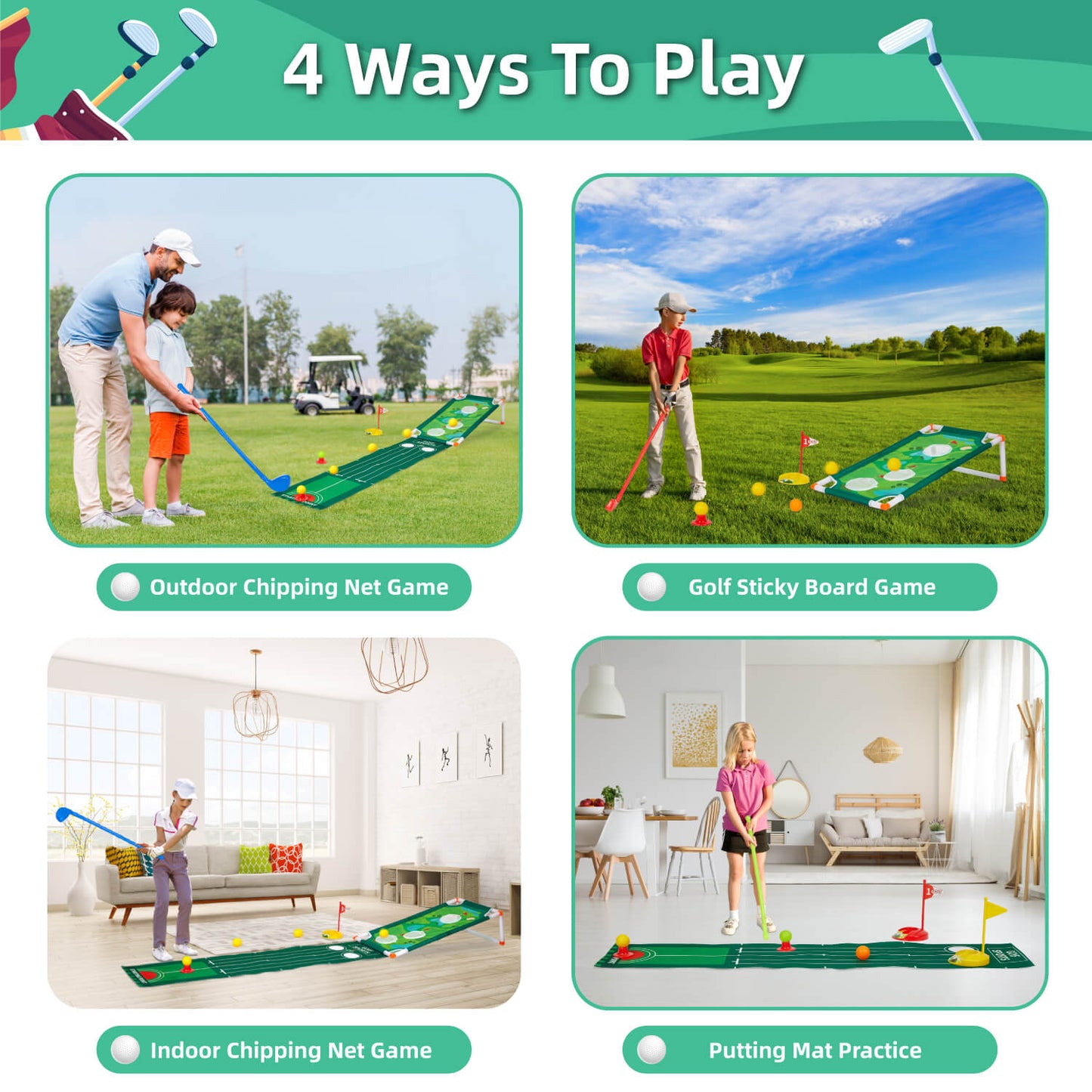 2 in 1 Golf Toy Set for Kids